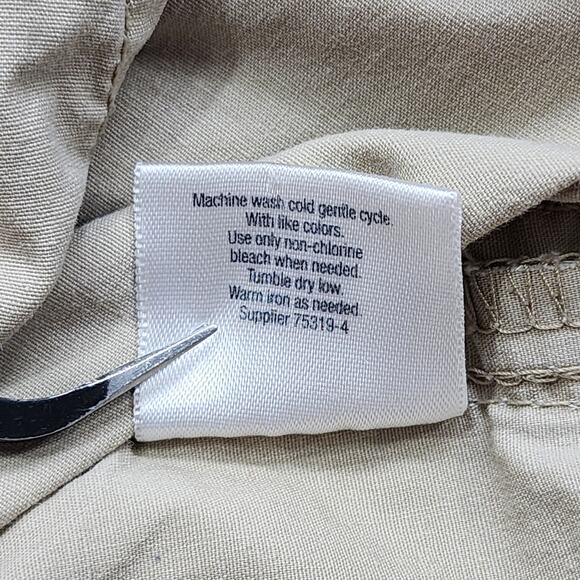 Vintage St Johns Bay Pants Women 16 Tan Khaki Cargo Capri Drawstring Hem Stretch - Picture 6 of 11
